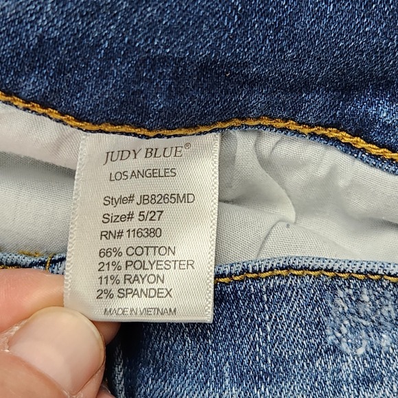 Judy Blue Jeans Womens 5/27 HighRise Skinny Fit Blue Leopard Stretch Denim Pants - Picture 8 of 14